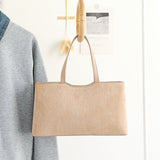 Retro Simple Handbag - Versatile Suede Baguette Bag for Fashionable Shoulder Hobo Style