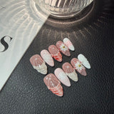 HandmadePress on Nails Carved Shell Almond Mermaid Premium Sense Removable Fake