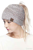 C.C Ombre Confetti Messy Bun Ponytail Beanie