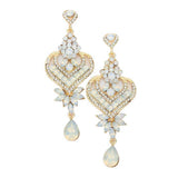 Glass Crystal Heart Teardrop Evening Earrings