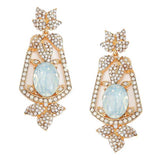 Oval Crystal Rhinestone Leaf Evening Earrings