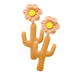Flower Cactus Polymer Clay Dangle Earrings