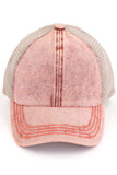C.C STONEWASHED DENIM CRISS CROSS PONYCAP