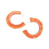 Cube Bead Embellished Raffia Hoop Earrings