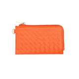 Faux Leather Basket Weave Flat Card Holder Wallet with Wristlet