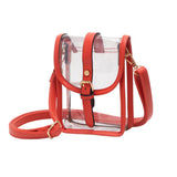 Faux Leather Belt Buckle Pointed Transparent Crossbody Bag