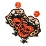 Felt Back Beaded Tongue Out Of Mouth Spider Dangle Earrings