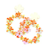 Flower Cluster Open Circle Dangle Earrings