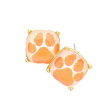 Paw Accented Square Stud Earrings