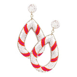 Felt Back Beaded Open Teardrop Dangle Earrings