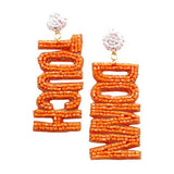 Felt Back Touch Down Message Beaded Dangle Earrings