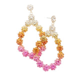 Floral Open Teardrop Ombre Evening Earrings