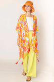 Gorgeous Floral Print Tassel Kimono