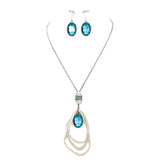 Oval Glass Crystal Triple Abstract Hoop Necklace
