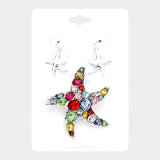 Multi Stone Starfish Magnetic Pendant Set