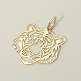 Metal Tiger Face Cutout Pendant Charm