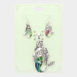 Abalone Antique Mermaid Magnetic Pendant Set