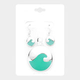 Sea Glass Wave Round Magnetic Pendant Set