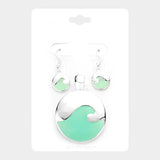 Sea Glass Wave Round Pendant Set