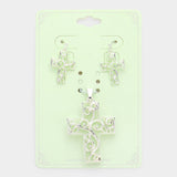Filigree Metal Cross Pendant Set