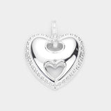Rhinestone Embellished Metal Heart Pendant