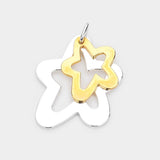 Double Open Metal Star Layered Pendant