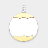 Wave Detailed Metal Round Pendant