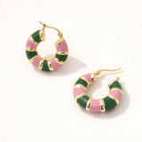 14K Gold Dipped Color Block Enamel Pin Catch Earrings