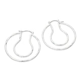 Hammered Metal Organic Layered Pin Catch Hoop Earrings