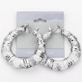 Metal Bamboo Pin Catch Hoop Earrings