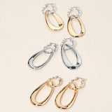 Sculptural Metal Drop Pin Catch Earrings