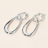Sculptural Metal Drop Pin Catch Earrings