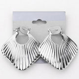 Ridged Metal Square Pin Catch Hoop Earrings