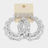 14K White Gold Filled Oversized Bamboo Metal Pin Catch Earrings