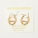 14K Gold Dipped Hypoallergenic Oval Pin Catch Hoop Earrings
