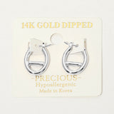14K Gold Dipped Hypoallergenic Oval Pin Catch Hoop Earrings