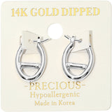14K Gold Dipped Hypoallergenic Oval Pin Catch Hoop Earrings