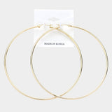 3.7" Metal Hoop Pin Catch Earrings
