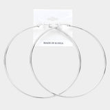 3.7" Metal Hoop Pin Catch Earrings