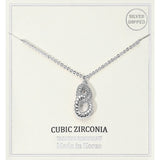 Silver Dipped Double Loop CZ Stone Pendant Necklace
