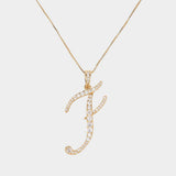 -F- CZ Initial Monogram Pendant Necklace