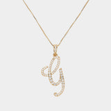-G- CZ Initial Monogram Pendant Necklace
