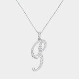 -P- CZ Initial Monogram Pendant Necklace