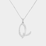 -Q- CZ Initial Monogram Pendant Necklace