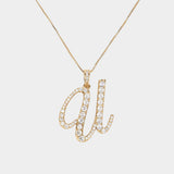 -U- CZ Initial Monogram Pendant Necklace