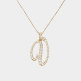 -V- CZ Initial Monogram Pendant Necklace