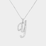 -Y- CZ Initial Monogram Pendant Necklace