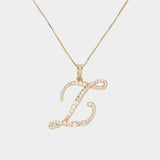 -Z- CZ Initial Monogram Pendant Necklace