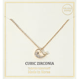 18K Gold Dipped CZ Stone Paved Whale Pendant Necklace