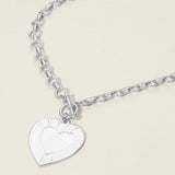Heart Pendant Chunky Chain Toggle Necklace
